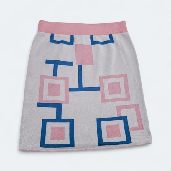 NEW Princess Polly Pink Blue Knit Pull on Skirt Size S / M - Picture 4 of 12